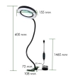 Flexible magnifier with clip and LED lighting, mains-powered 22155B