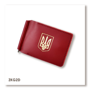 Красный кожаный зажим для купюр и карт с гербом