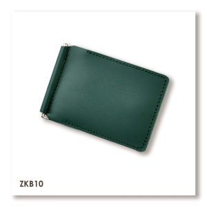 Зелёный базовый кожаный зажим для купюр и карт