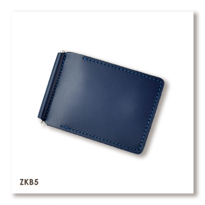 Синий базовый кожаный зажим для купюр и карт