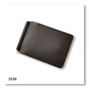 Темно-коричневый базовый кожаный зажим для купюр и карт