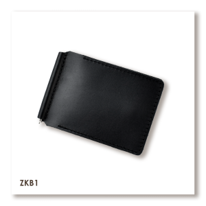 Чёрный базовый кожаный зажим для купюр и карт