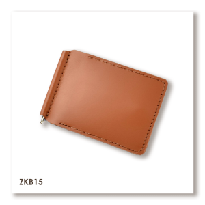 Терракотовый базовый кожаный зажим для купюр и карт