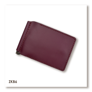 Бордовый базовый кожаный зажим для купюр и карт