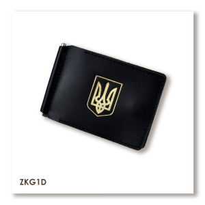 Черный кожаный зажим для купюр и карт с гербом