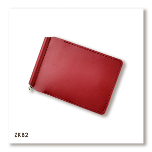 Красный базовый кожаный зажим для купюр и карт