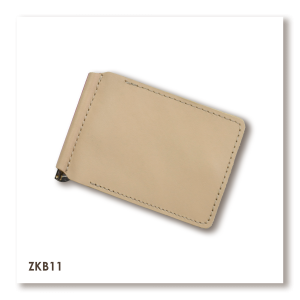 Бежевый базовый кожаный зажим для купюр и карт