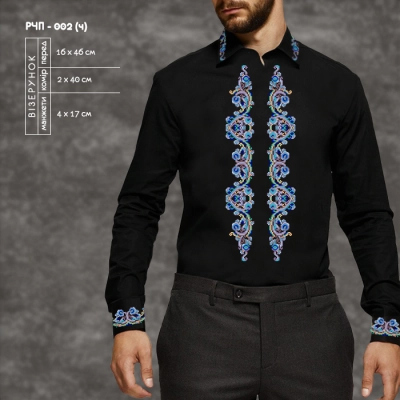 Men's black shirt sewn RCHP-002(c)