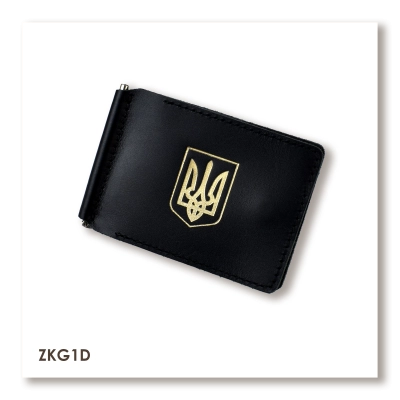 Черный кожаный зажим для купюр и карт с гербом