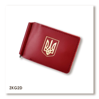 Красный кожаный зажим для купюр и карт с гербом