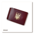 Burgundy leather money and card clip with coat of arms