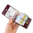 Burgundy leather money and card clip with coat of arms