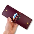 Burgundy leather money and card clip with coat of arms
