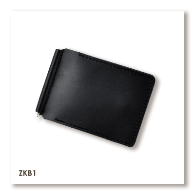 Чёрный базовый кожаный зажим для купюр и карт