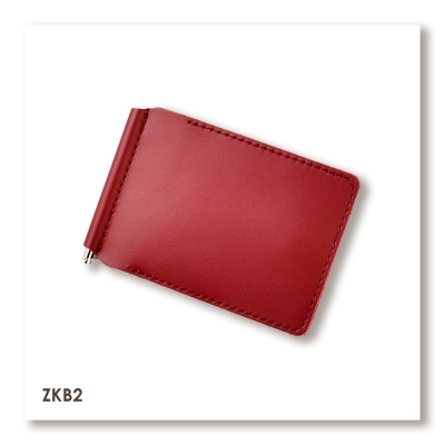 Червоний базовий шкіряний затискач для купюр та карток