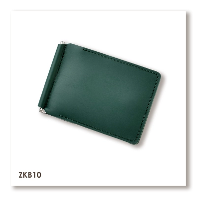 Зелёный базовый кожаный зажим для купюр и карт