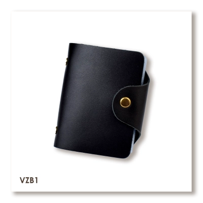 Чёрная базовая кожаная визитница