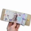 Бежевый базовый кожаный зажим для купюр и карт