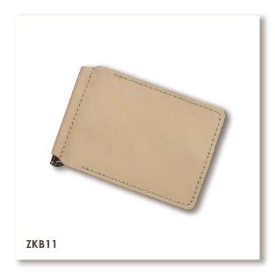 Бежевый базовый кожаный зажим для купюр и карт